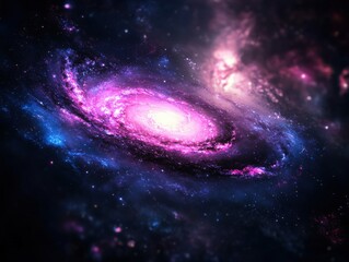 Obraz premium A mesmerizing view of a colorful galaxy, showcasing vibrant purple hues against a dark cosmic backdrop.
