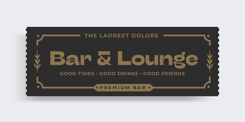 Bar and lounge vintage sign or label. Vector illustration