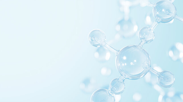 Abstract Molecular Structure on Light Blue Background - Powered by Adobe
