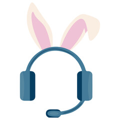 colored icon of headphones with a microphone with rabbit ears meaning support service