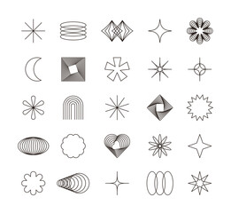 Set of line design illustrations with minimal, modern, abstract and geometric shapes.
