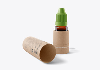 Glass Dropper Bottle with Kraft Tube Mockup