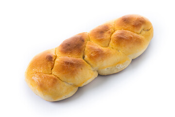 Traditional Easter braided bread. Tsoureki braid isolated on white background