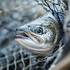 Write a story from the perspective of a salmon trying to escape a fishermans net 