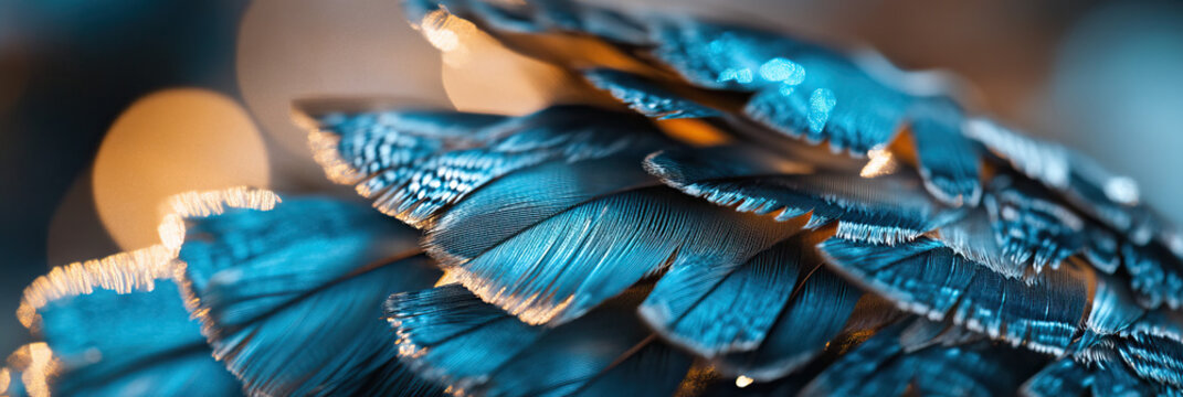 Close-up Photograph of Overlapping Teal Bird Feathers