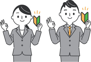 初心者マーク　ビジネスパーソン　上半身　ベクター