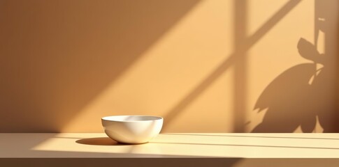 Empty table with natural shadows on brown background for branding products, presentation, food, health care,  natural shadows,  products