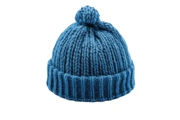 a blue beanie hat isolated on a white background, png