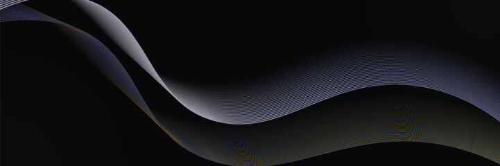 Abstract black background with flowing lines for futuristic concept. Dynamic waves. vector illustration.