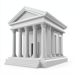 Obraz premium Classical white temple with columns and steps against a plain background 