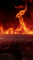 Fototapeta premium Wooden Planks and Fire Background