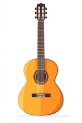 Fototapeta premium Guitar Acoustic. Flat Illustration of Classic Wooden Acoustic Musical String Instrument