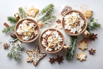 Delicious Festive Hot Chocolate with Whipped Cream and Cookies