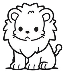 PNG Lion Animal illustrated stencil drawing.