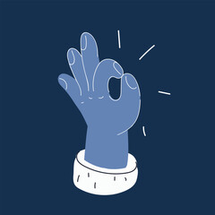 Cartoon vector illustration of a hand making the 