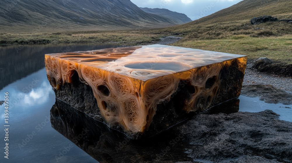 Aufkleber A post-AI world where neural networks are carved into stone like fossils of vanished intelligence,