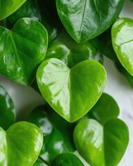 Obraz premium Heart-Shaped Hoya Kerrii Plants in Vibrant Green Colors for a Cute and Unique Background