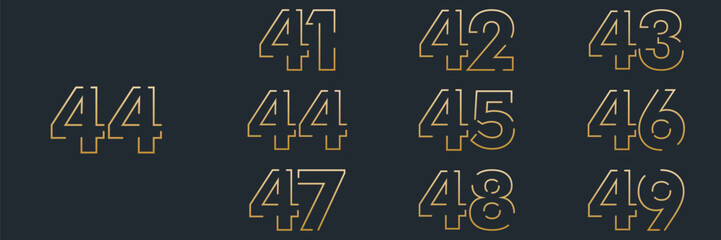 collection anniversary year logo designs. abstract number, vector illustration. gold logo and black background