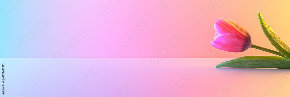 Fototapete a gentle minimal background with a single tulip in the corner and soft radial blur, perfect for