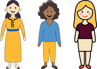 vector illustration of woman character set 