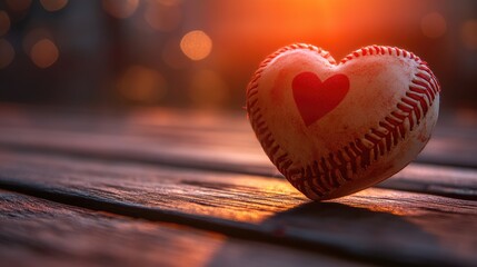 I Love Baseball. Red Heart Design with Baseball Equipment for Healthy Strength and Sport