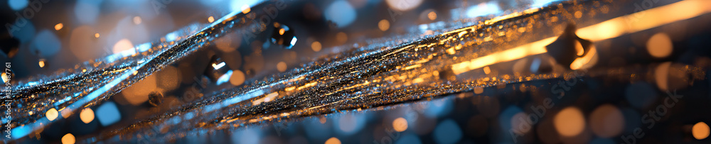 Poster intersecting metallic strands with bokeh background
