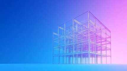 Modern Architectural Linear Wireframe 3d Sketch