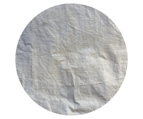 White Sack Texture in Circular Shape Isolated on Transparent Background