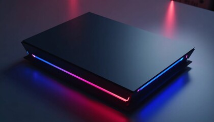 Next gen gaming console mockup with futuristic lighting.