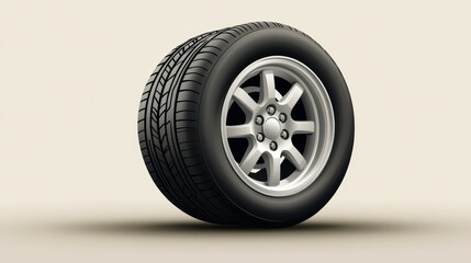 Obraz premium Car tire radial wheel metal alloy on isolated background vector illustration