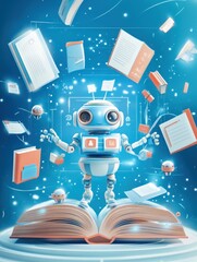 Futuristic robot learning from books