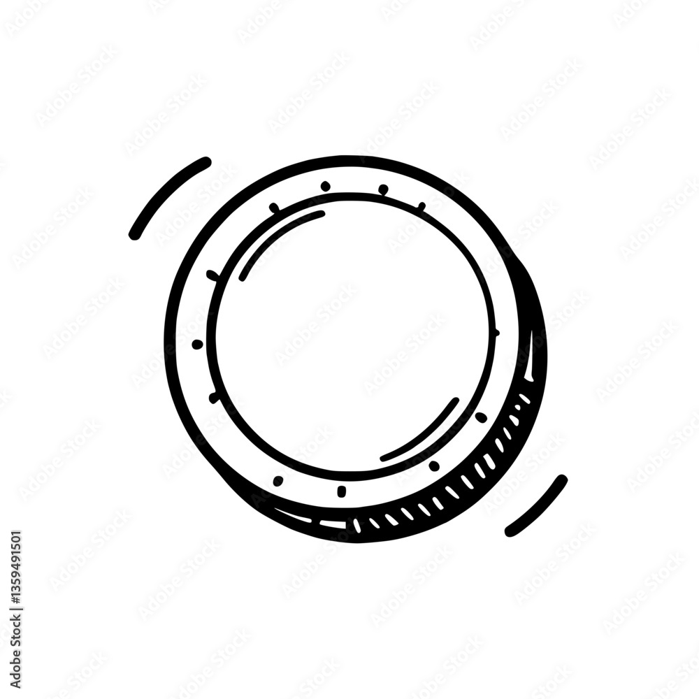 Sticker minimalist circular illustration rings and dots combine in a whimsical design a simple abstract grap