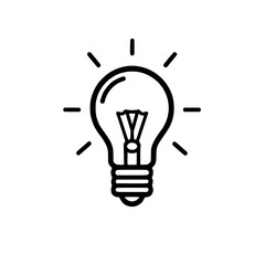 An illustration of a light bulb emitting rays symbolizing ideas innovation or creative thinking Simplistic outline on a