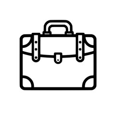 Obraz premium Stylized vector graphic of a rectangular briefcase with handle and closing straps The briefcase has rounded corners and is rendered in outline
