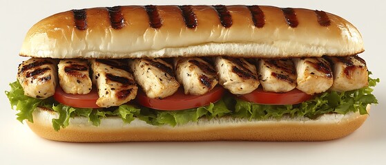A delicious sandwich with grilled chicken and fresh vegetables