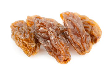 Raisins on a white background. Dried grapes.