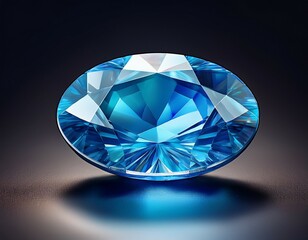 blue oval gemstone with brilliant cut and glossy surface