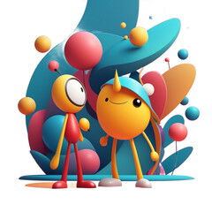 Animation cartoons characters in transparent background