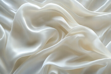 Fototapeta premium White silk fabric draped elegantly over a wooden chair in soft natural light.