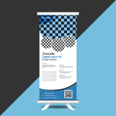 rollup banner file -03Corporate rollup banner template, pull up, vector illustration, Creative business agency, layout for exhibition with 1 colors, stands roll up banner design