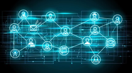 Digital Network Connecting People Through Various Communication Methods