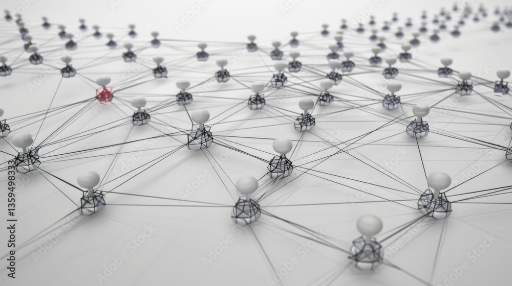 Poster 3d rendering of machine learning models with nodes and connections.