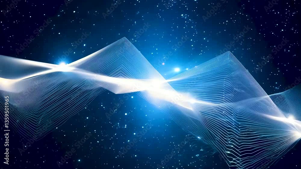 Wall mural digital wave patterns create stunning cosmic visuals in dark space