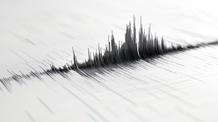 Seismograph recording earthquake tremors represented by high amplitude waveforms