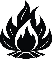 campfire black and white silhouette vector design
