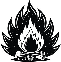 campfire black and white silhouette vector design