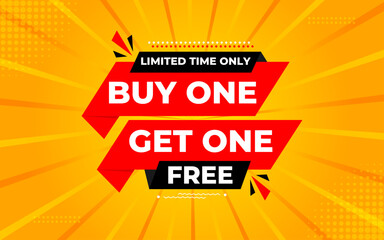 buy one get one free. Online shop discount sale background for buy 1 get 1, Special Discount marketing poster design for web and Social. sale banner vector template Design.
