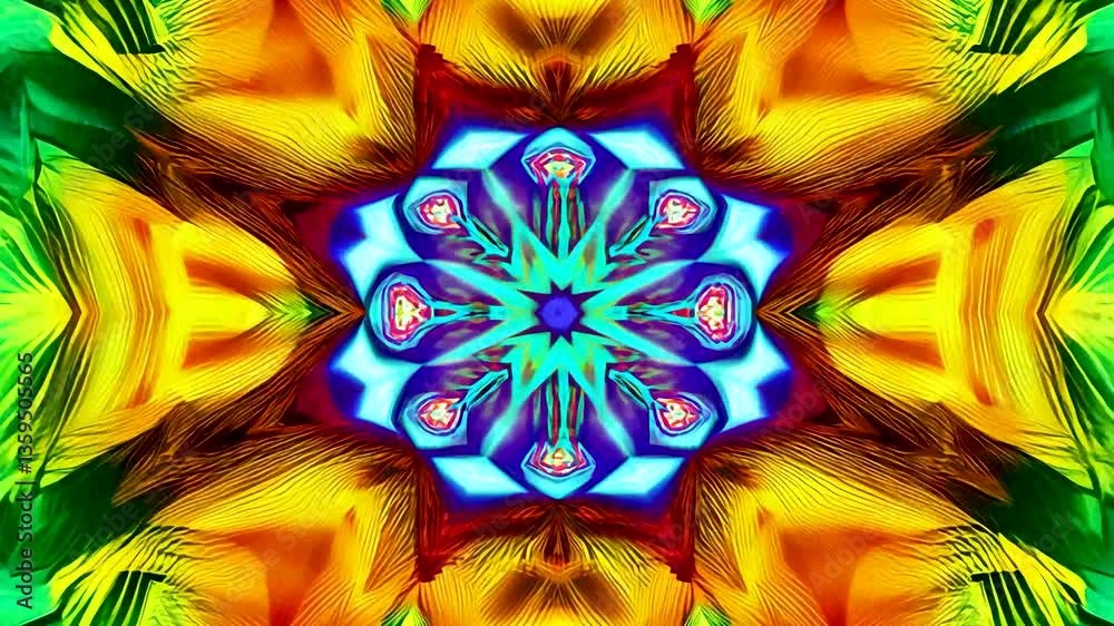 Wall mural dynamic kaleidoscope patterns with vibrant colors and shapes