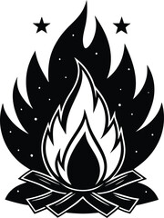 campfire black and white silhouette vector design