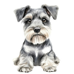 A schnauzer dog portrait on transparent background.